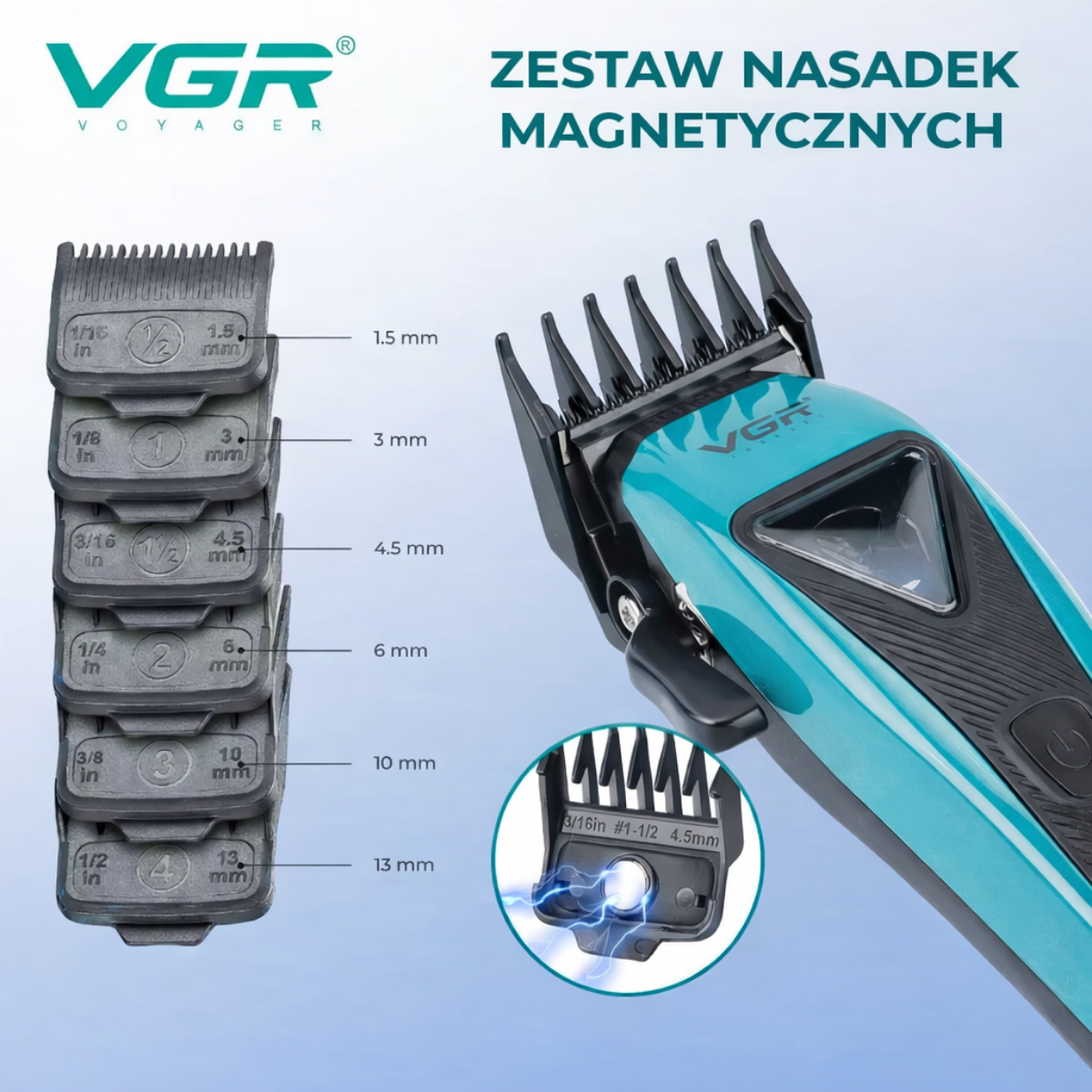 VGR V-035C Vector - maszynka z 3 wymiennymi obudowami