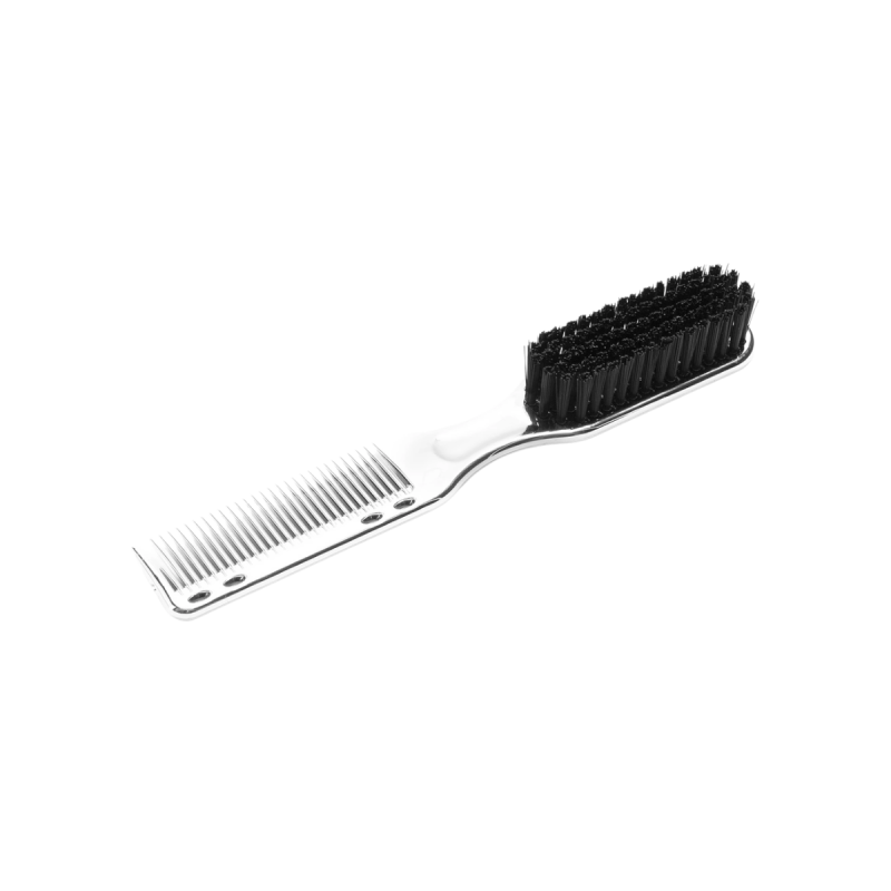 Fox Fade&Beard Brush Silver - szczotka barberska z grzebieniem