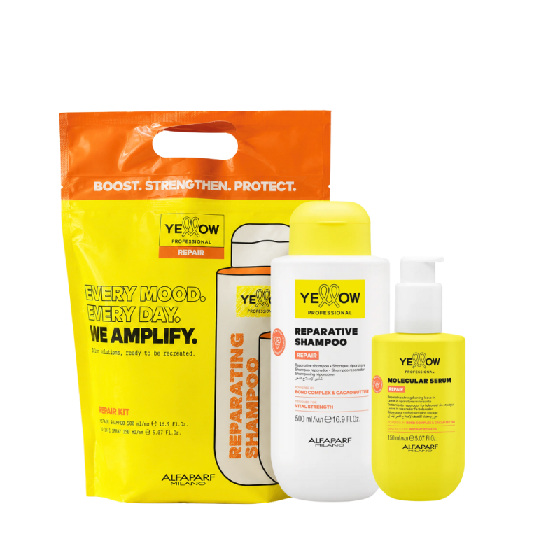 Letni Zestaw do Pielęgnacji Yellow Repair Kit - szampon regenerujący + serum regenerujące bez spłukiwania
