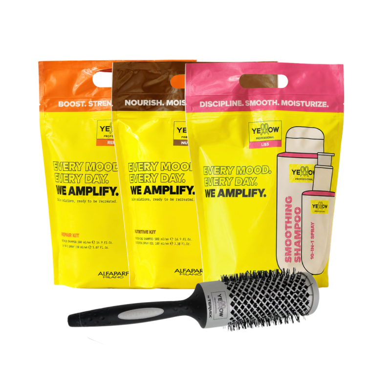 Letni Zestaw do Pielęgnacji Yellow - 3 zestawy Yellow + szczotka do modelowania Termix 43mm GRATIS