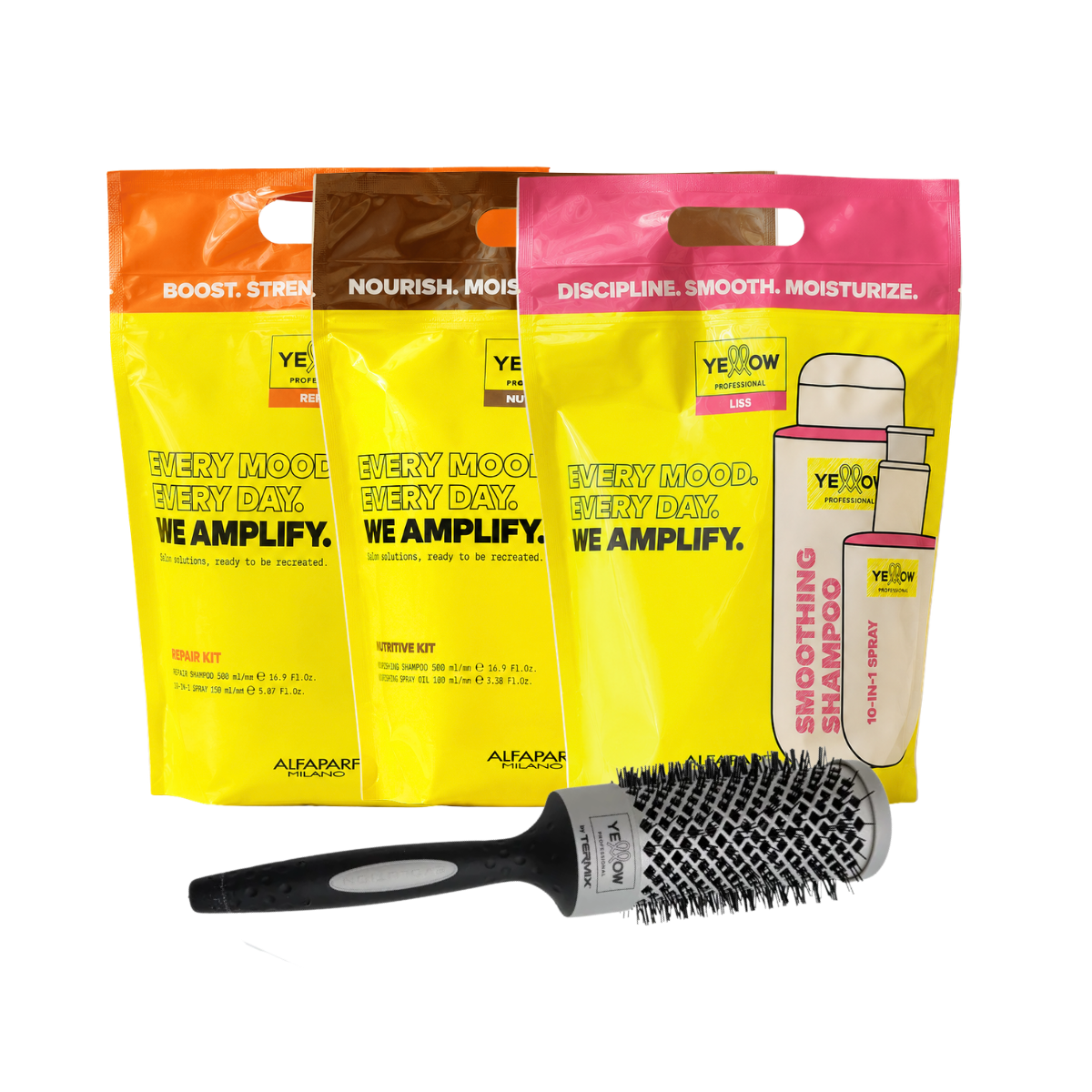 Letni Zestaw do Pielęgnacji Yellow - 3 zestawy Yellow + szczotka do modelowania Termix 43mm GRATIS