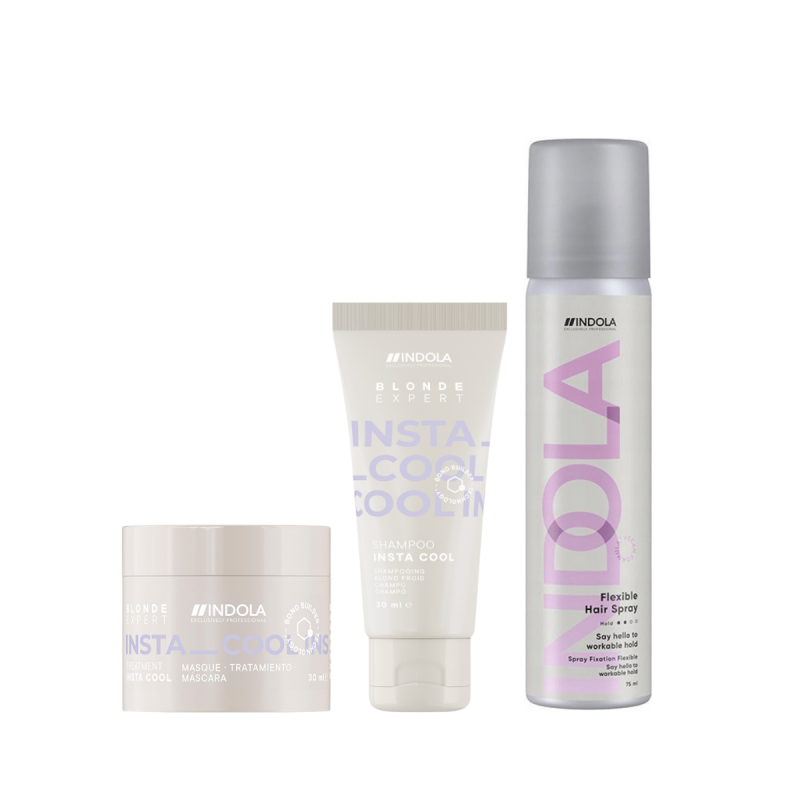Indola Blond Expert Insta Cool Travel Set - zestaw podróżny kosmetyków do włosów blond Travel Size 30ml + 30ml + 75ml