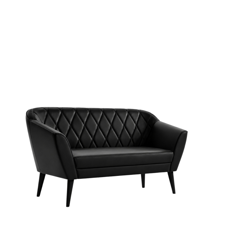Sofa KARO 2-osobowa do poczekalni fryzjerskiej - czarna eko-skóra