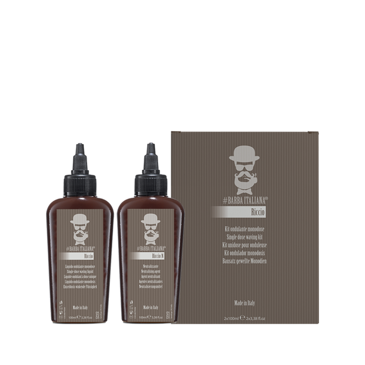 Barba Italiana Riccio - jednorazowy zabieg ondulacyjny do włosów męskich 100ml+100ml