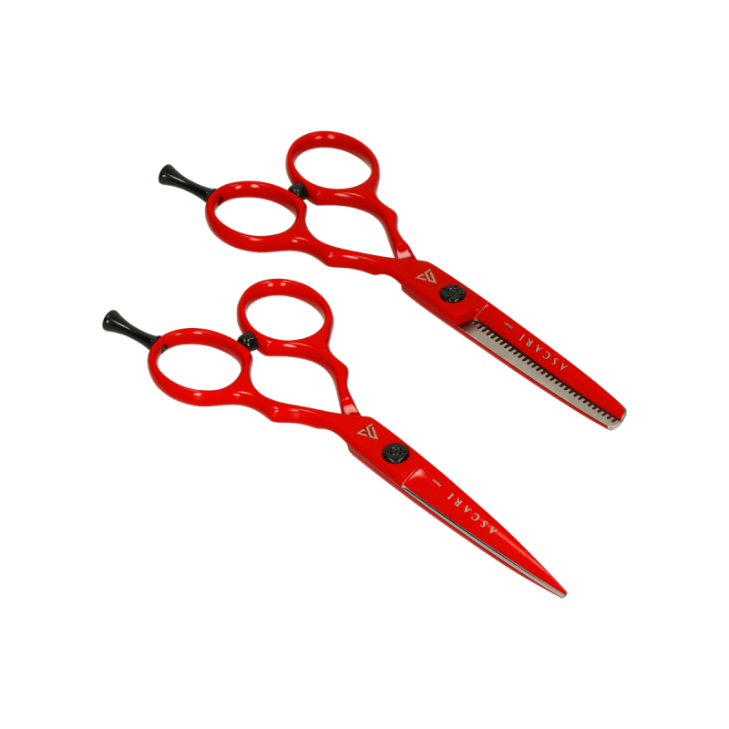 Ascari Japan APEX RED - profesjonalny zestaw nożyczek i degażówek 5,5″ S440C