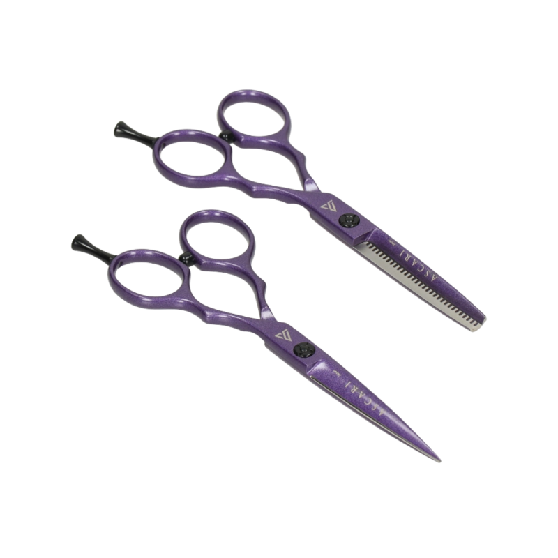 Ascari Japan APEX VIOLET - profesjonalny zestaw nożyczek i degażówek 5,5″ S440C